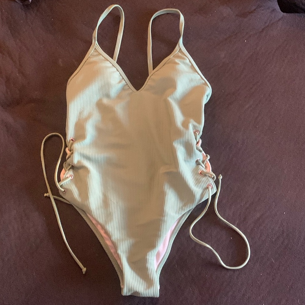 Green L.A Hearts one piece bathing suit size small
